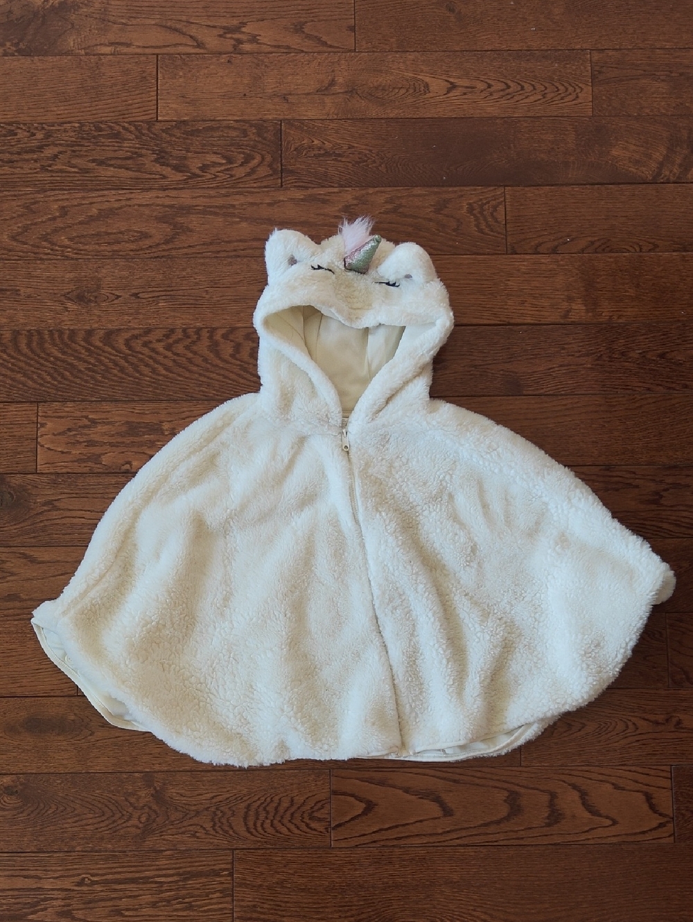 Cozy White Hooded Unicorn Cape for Kids